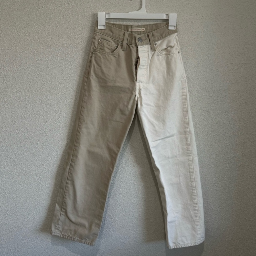 Levi's Womens size 25 Ribcage Straight Button Fly Jeans Two Toned Western Boho